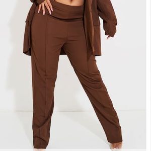 Plus Chocolate Slim Suit Pants